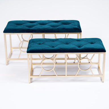 Panche in Velluto Verde rettangolari set di 2