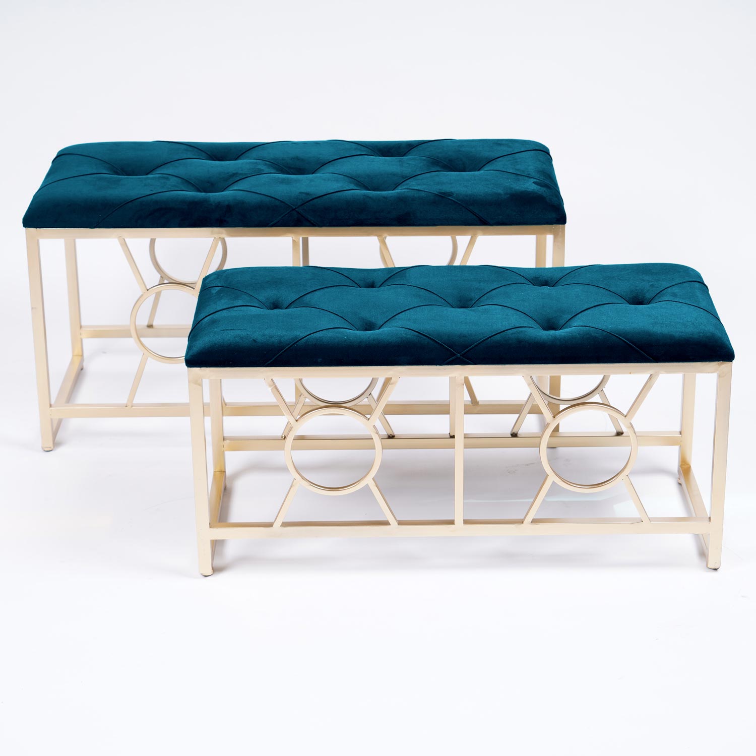 Panche in Velluto Verde rettangolari set di 2