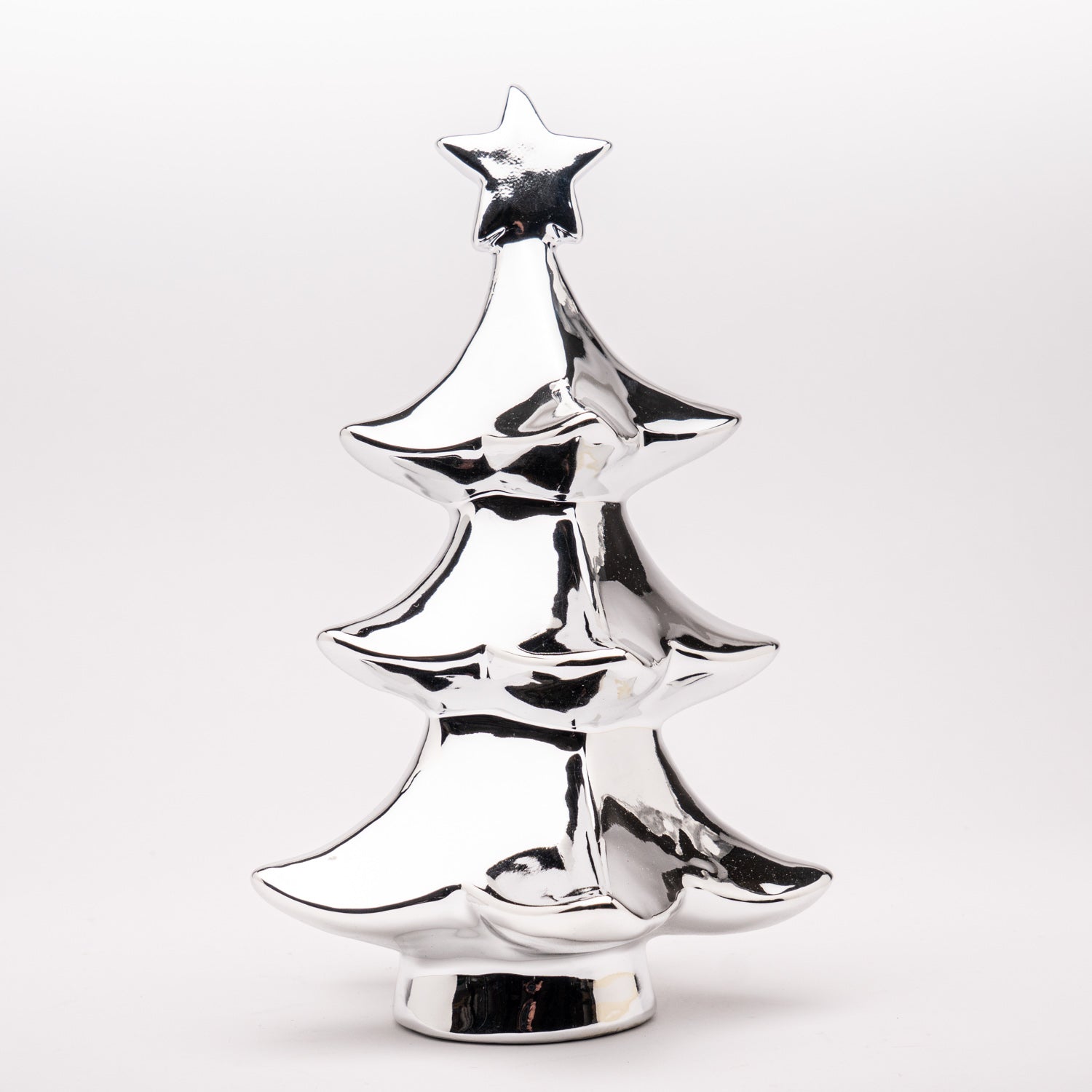 Albero di Natale colore argento con stella 15X15X26CM, decorazione natalizia, idea regalo