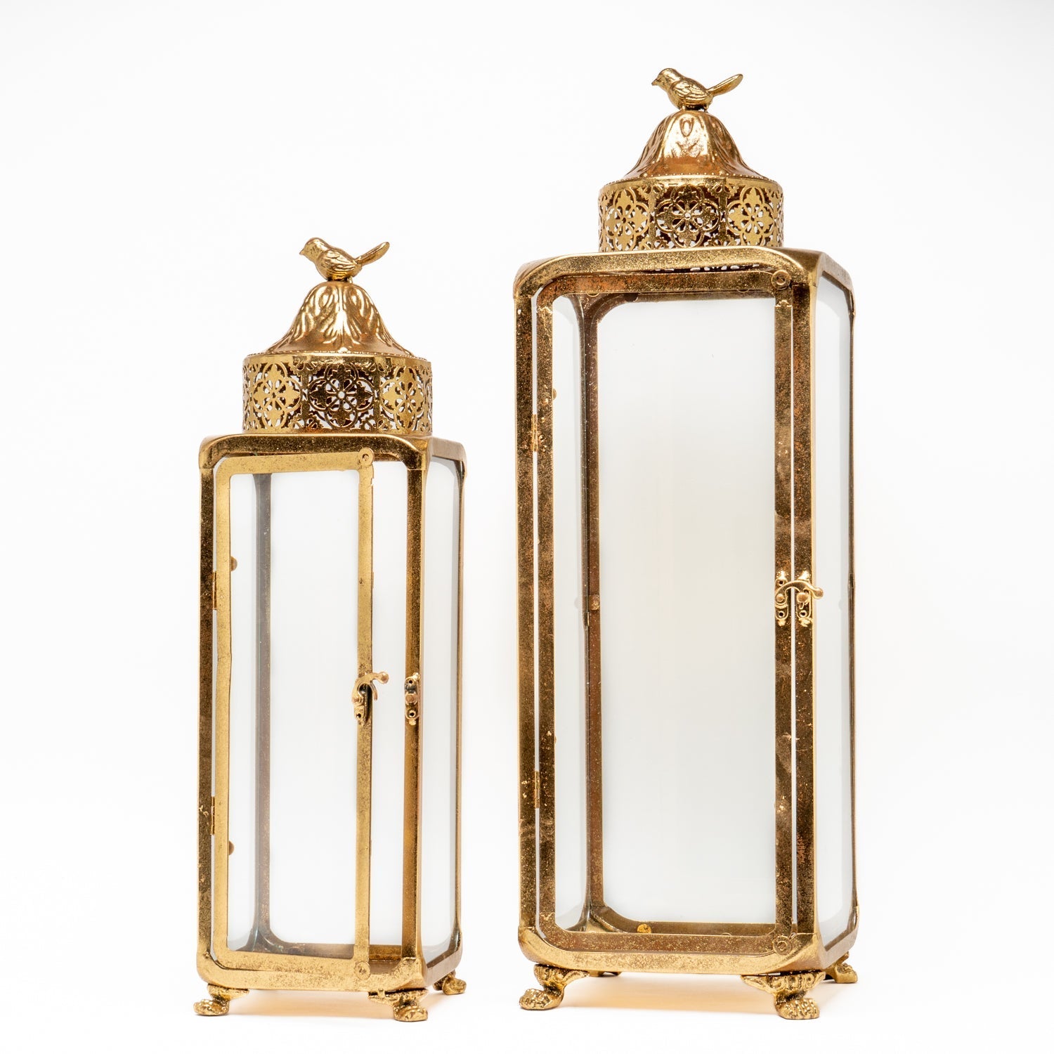 Set 2 Lanterne Retrò Oro 20X20X64CM