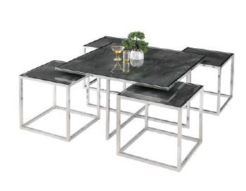 Set tavolo quadrato 4 sgabelli, argento