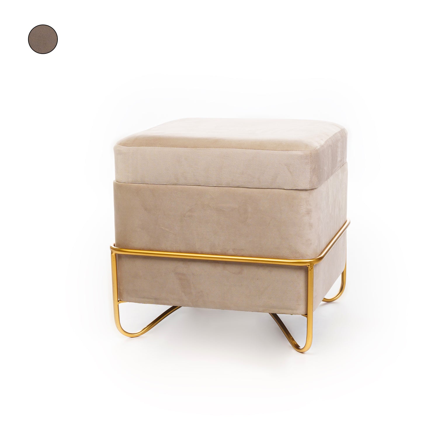 Set 2 pouf quadrati in velluto fango 49X49X49CM / 42X42X32CM