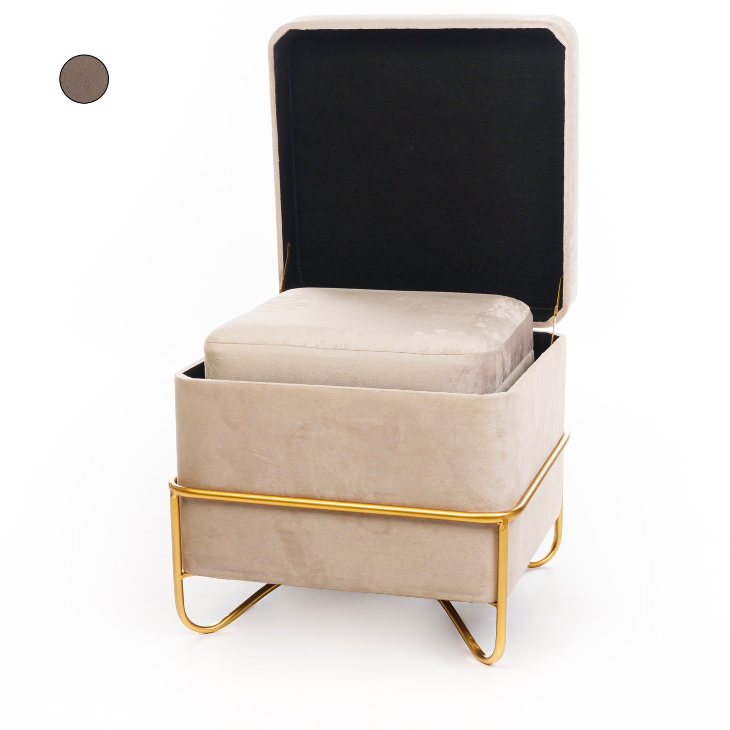 Set 2 pouf quadrati in velluto fango 49X49X49CM / 42X42X32CM