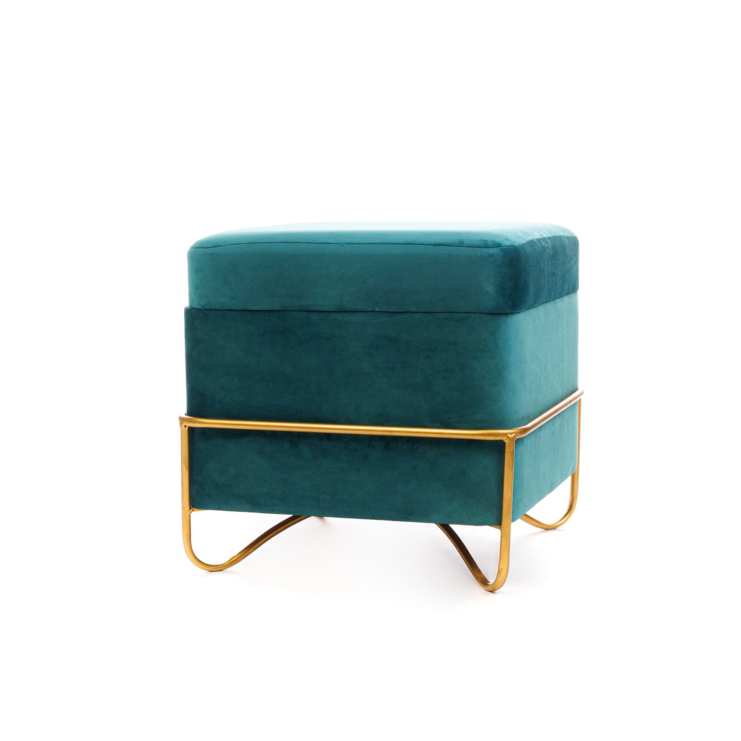 Set 2 pouf quadrati in velluto verde 49X49X49CM / 42X42X32CM