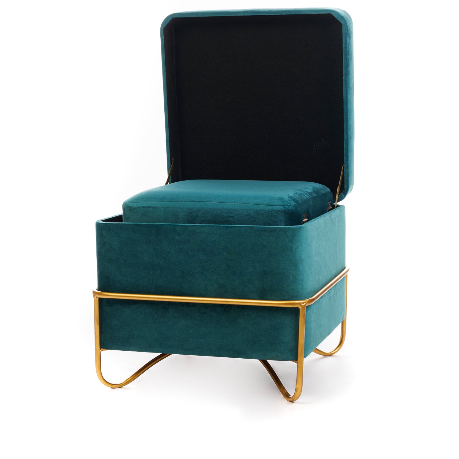 Set 2 pouf quadrati in velluto verde 49X49X49CM / 42X42X32CM