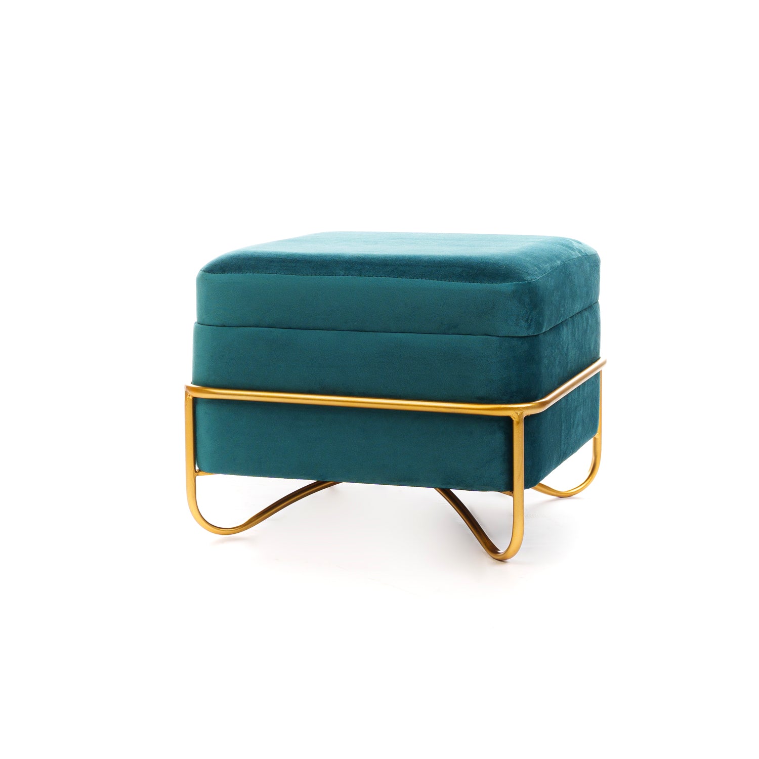 Set 2 pouf quadrati in velluto verde 49X49X49CM / 42X42X32CM