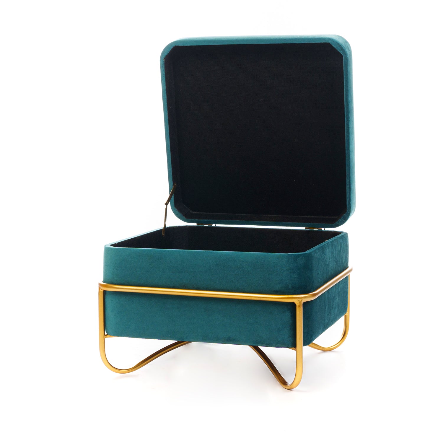 Set 2 pouf quadrati in velluto verde 49X49X49CM / 42X42X32CM