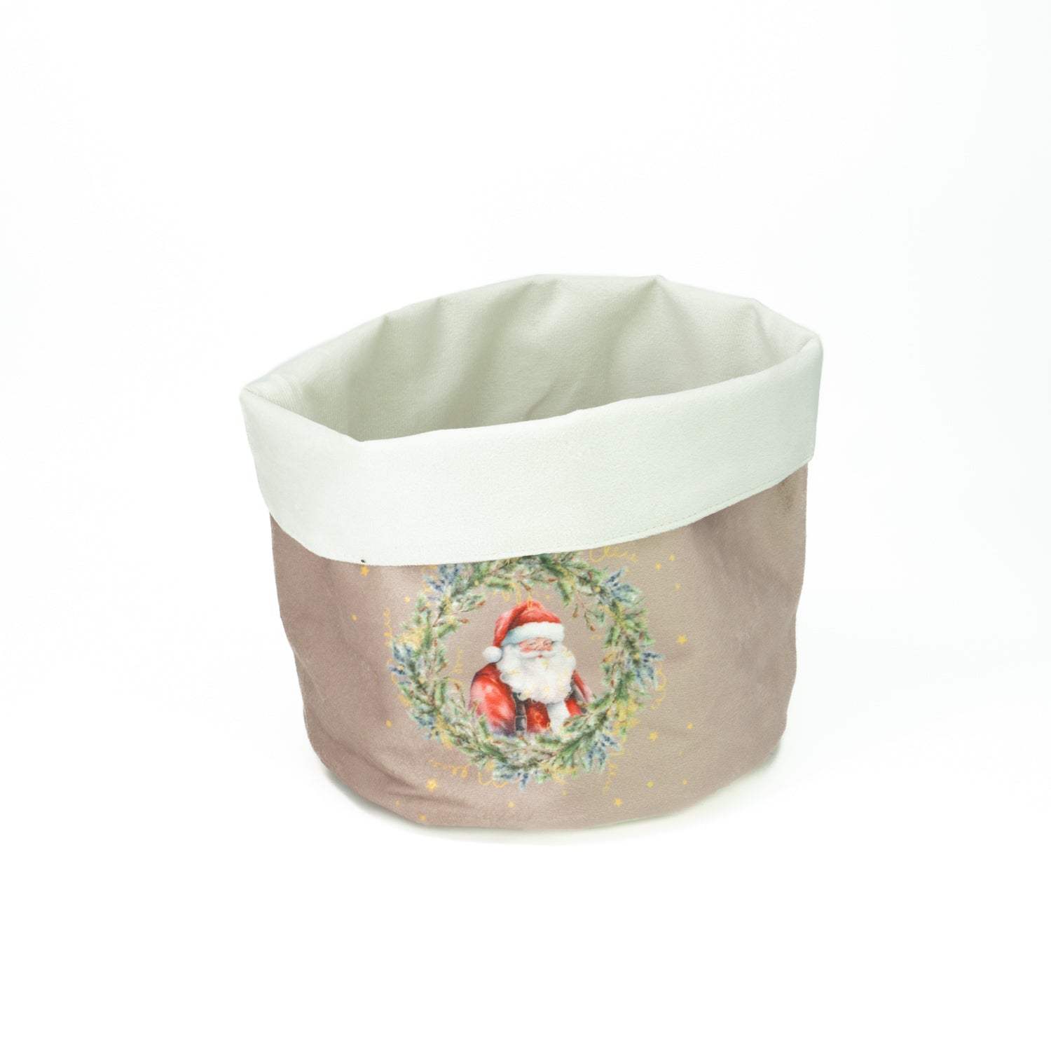 Cestino Natalizio in velluto oro, 20x22CM