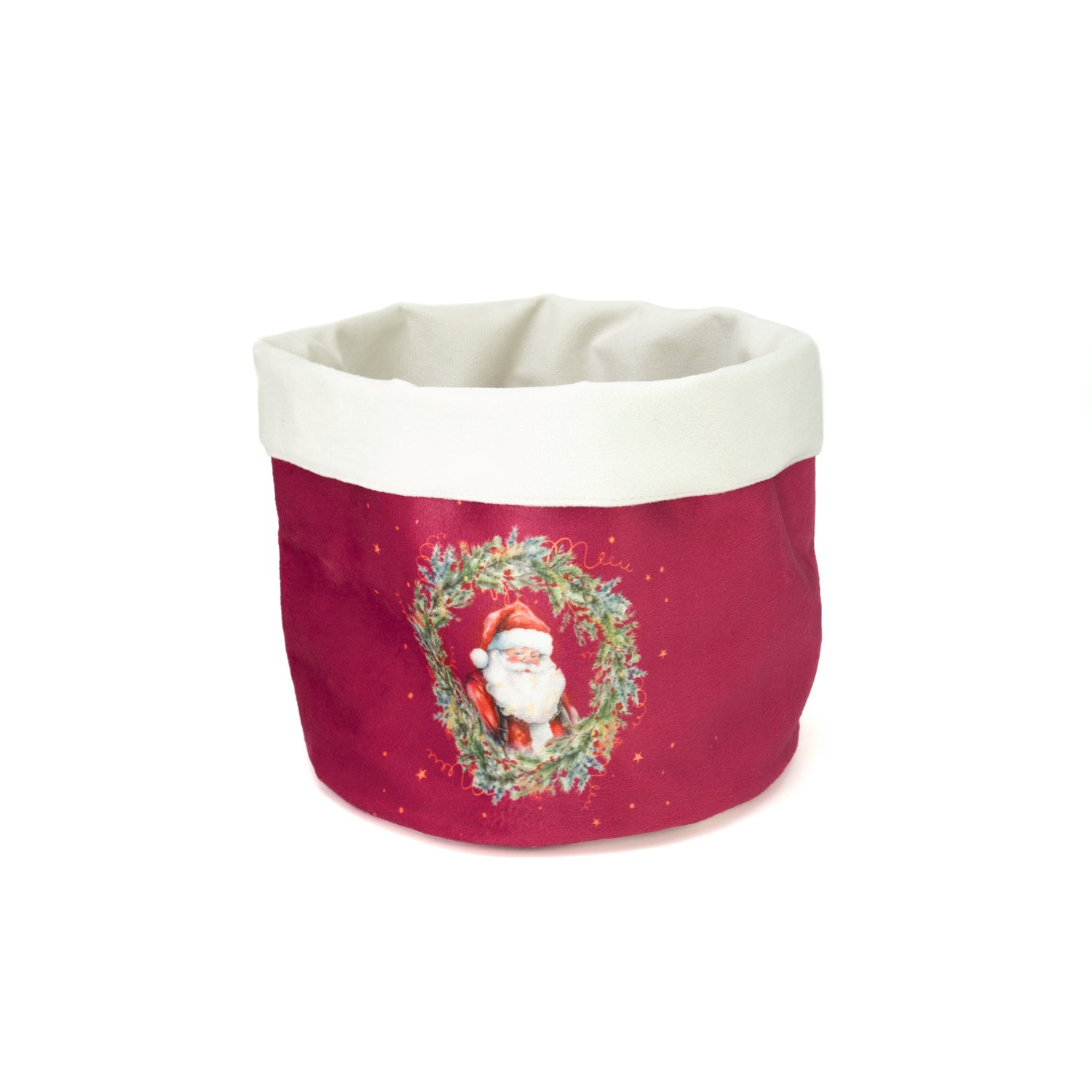 Cestino Natalizio in velluto bordeaux, 20x22CM