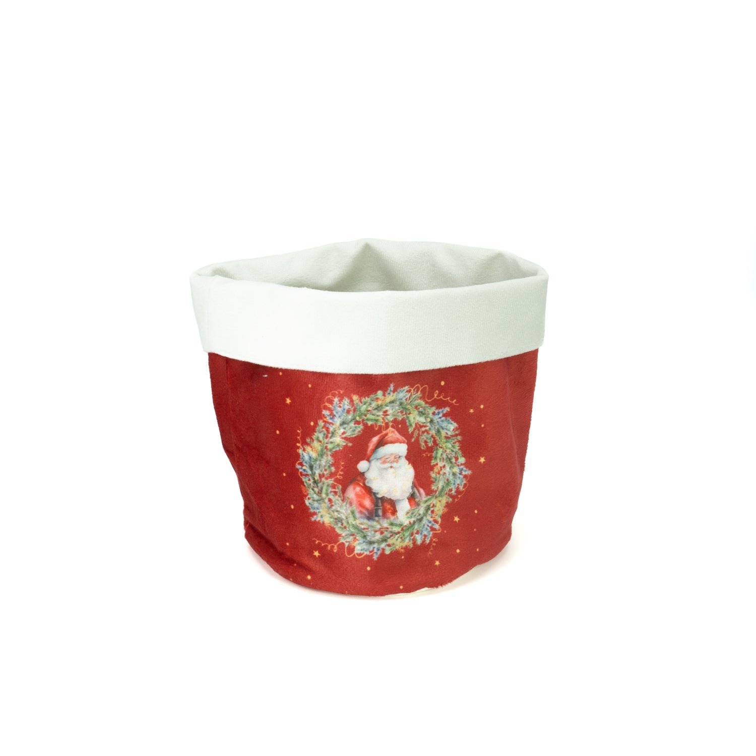 Cestino Natalizio in velluto rosso, 15x22CM