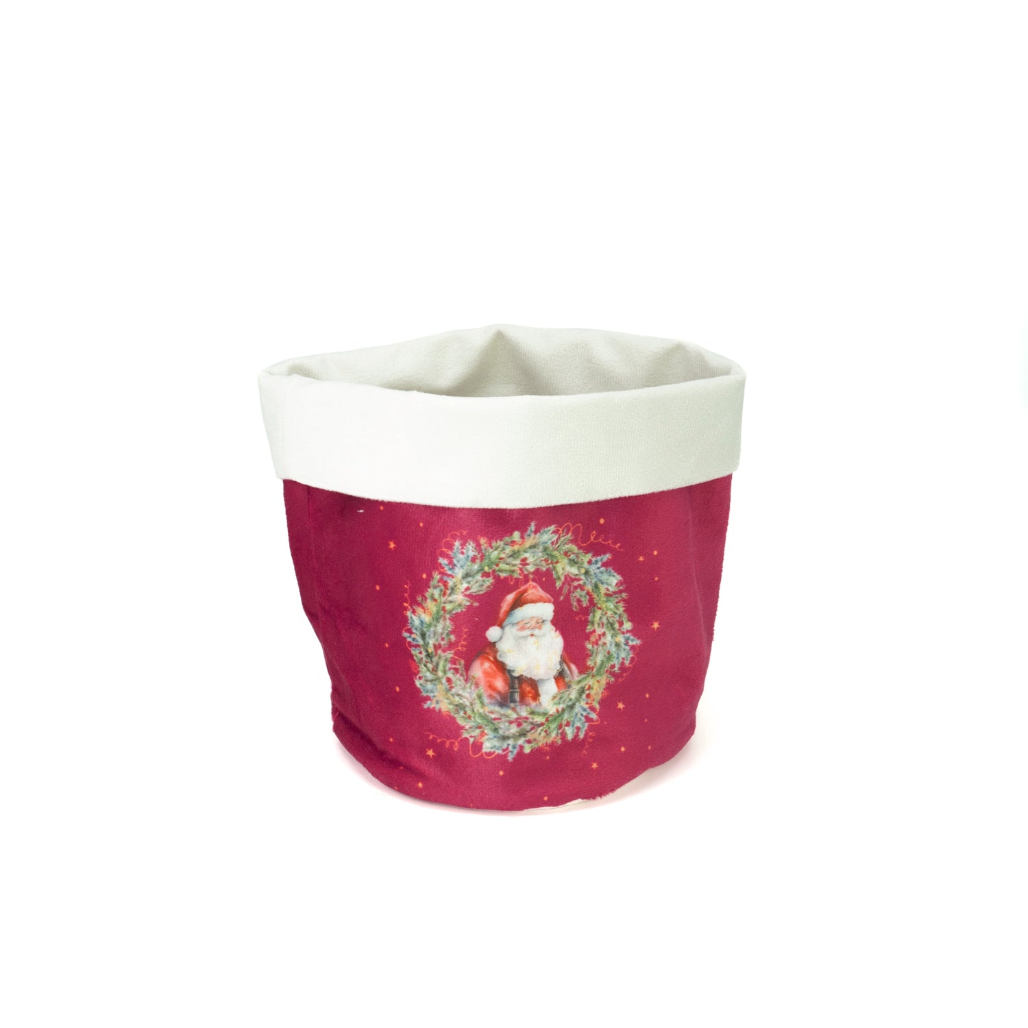 Cestino Natalizio in velluto bordeaux, 15x20CM