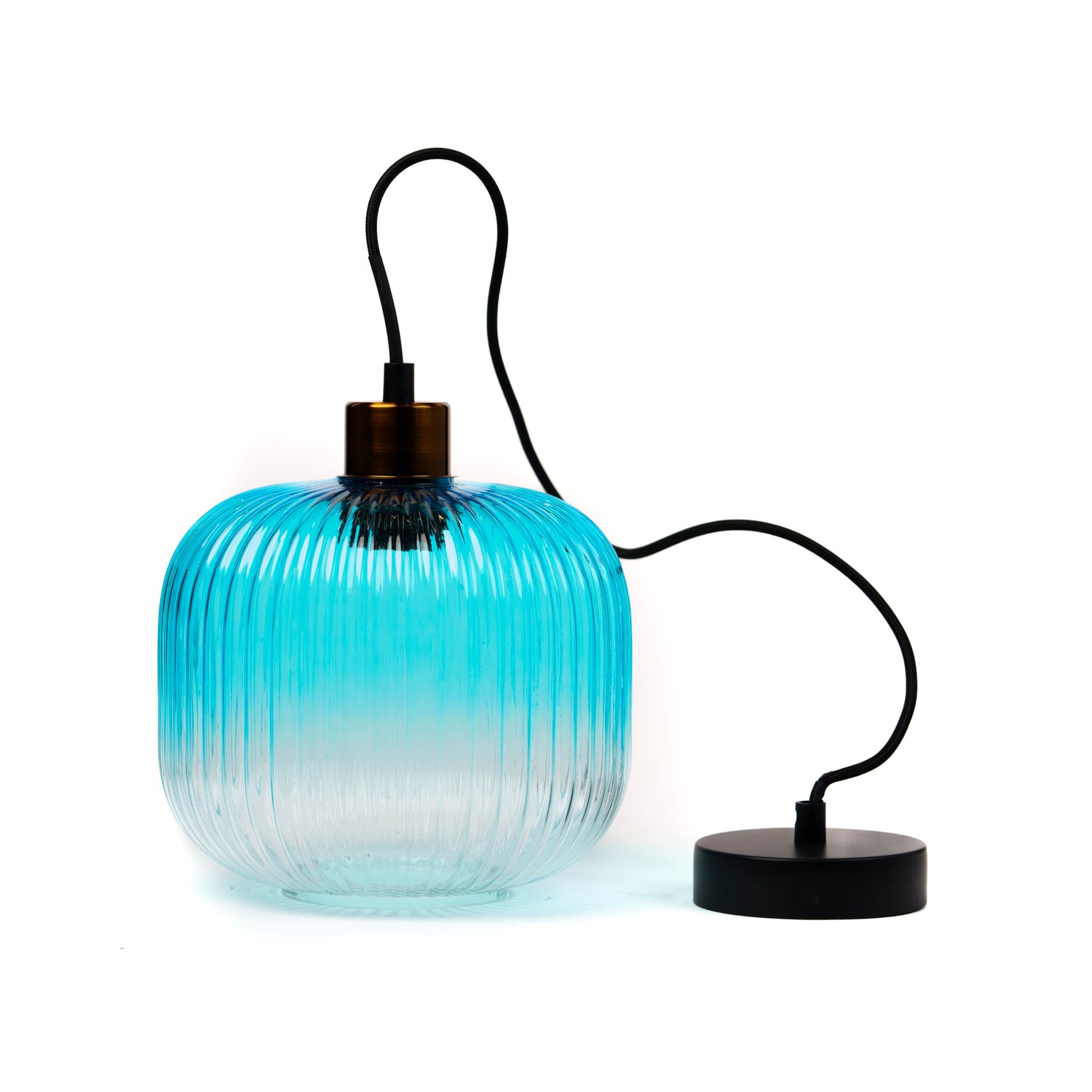 Lampadario 1 paralume in vetro, 21x18CM, colore azzurro