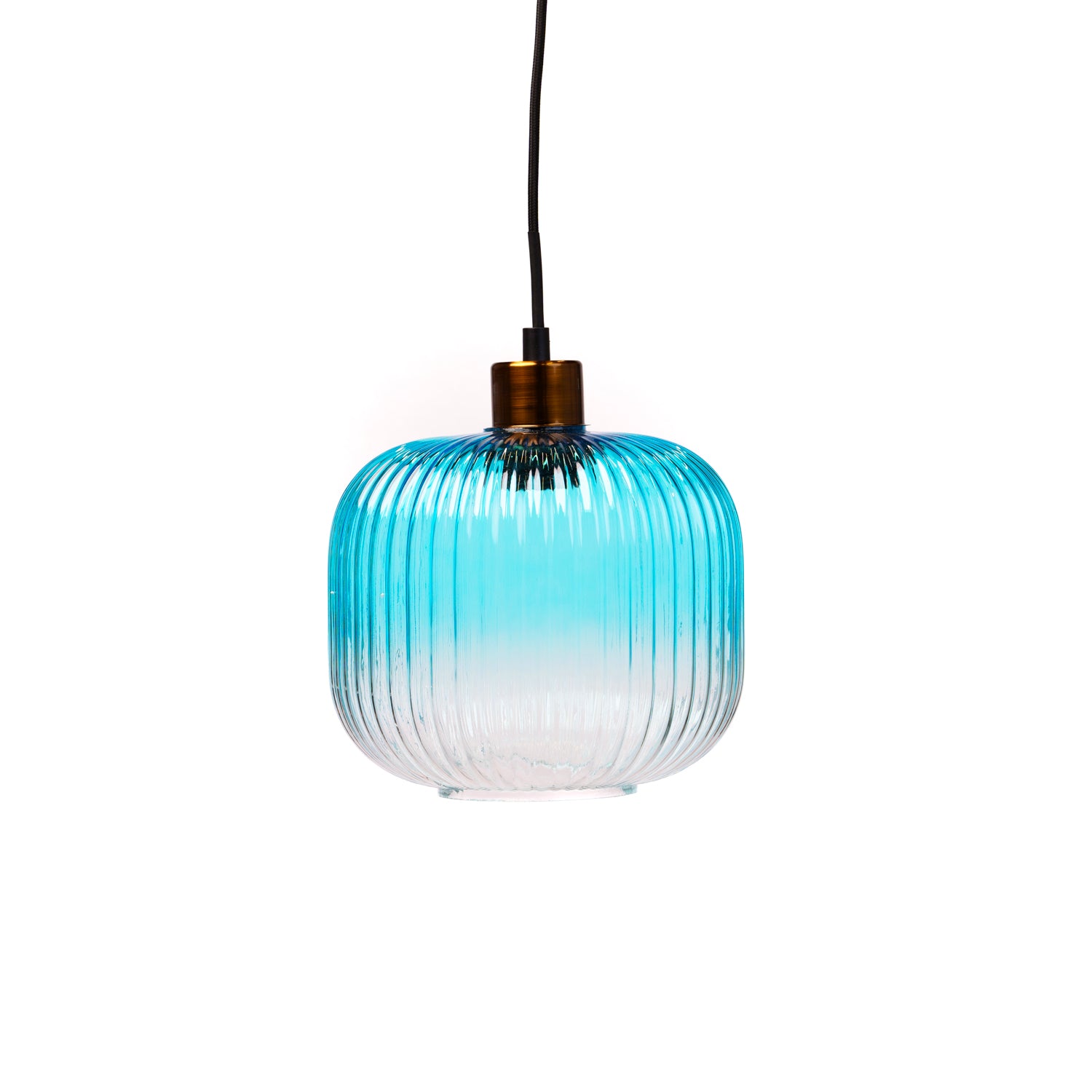 Lampadario 1 paralume in vetro, 21x18CM, colore azzurro