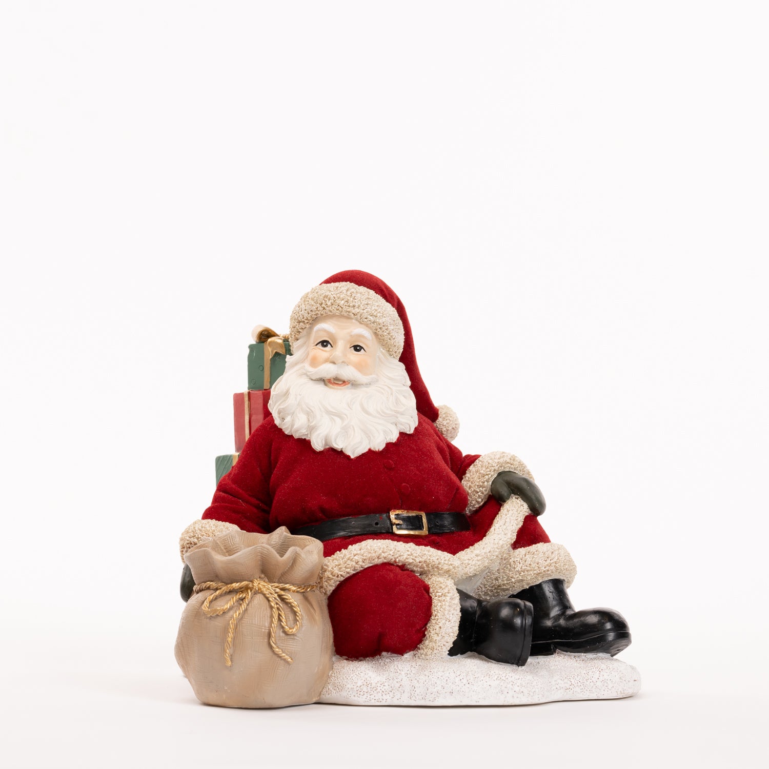 Babbo Natale seduto con vestito in velluto rosso 23x19CM