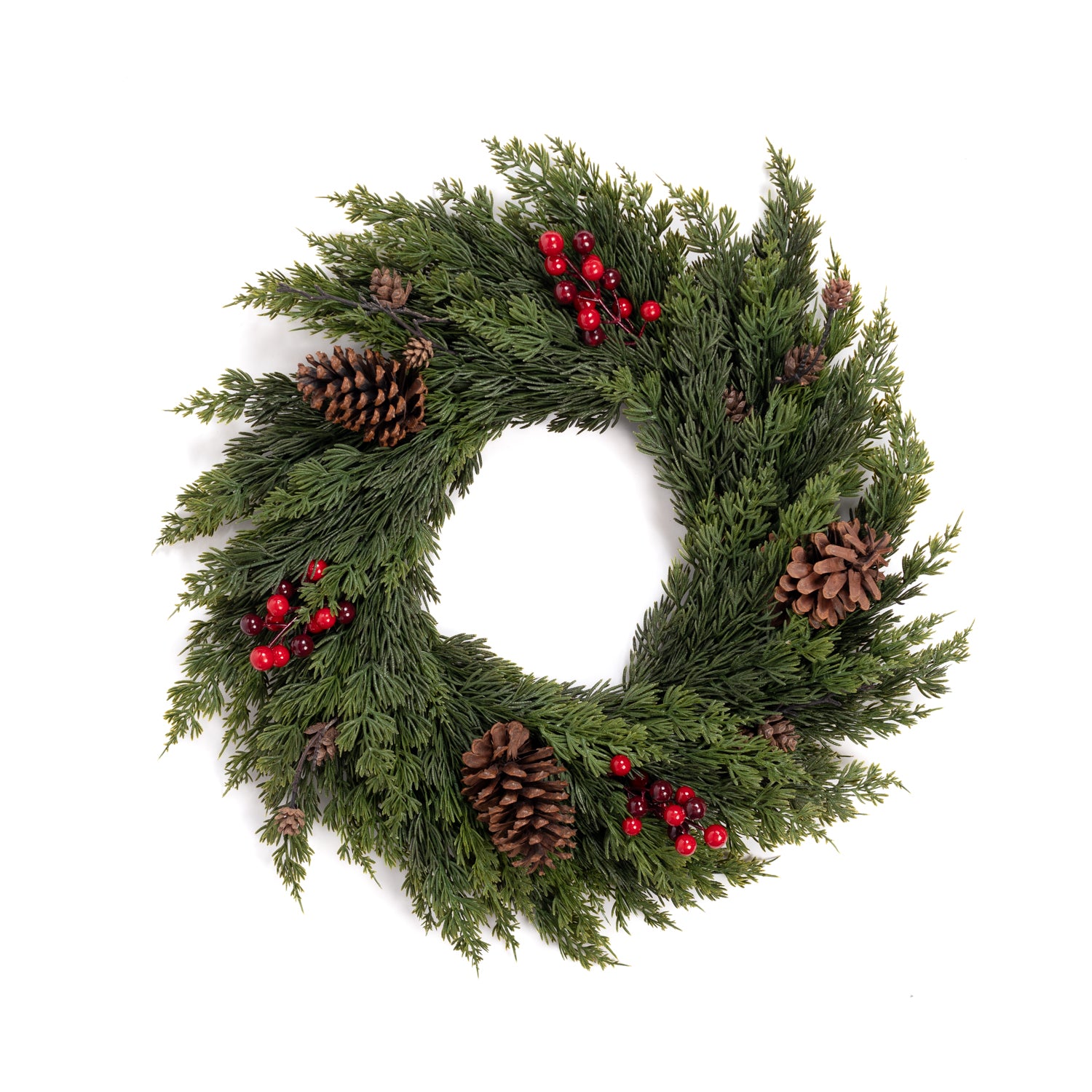 Ghirlanda cipresso con bacche, effetto Real Touch, diametro di 60CM