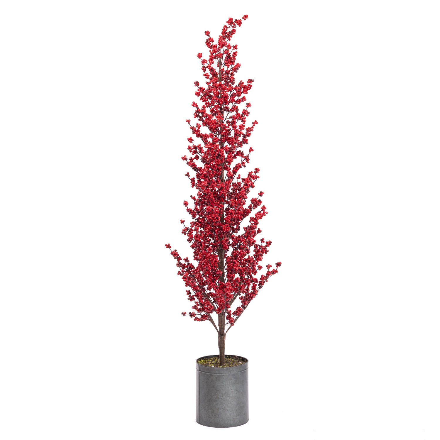 Albero di bacche rosse, con base vaso, H.140CM