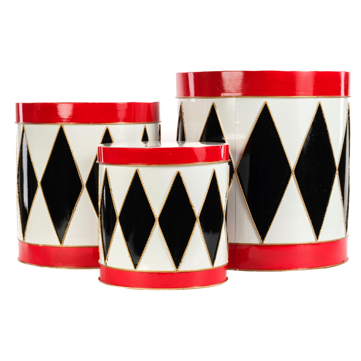 Set 3 scatole con motivo a tamburo, D.35/29/24CM
