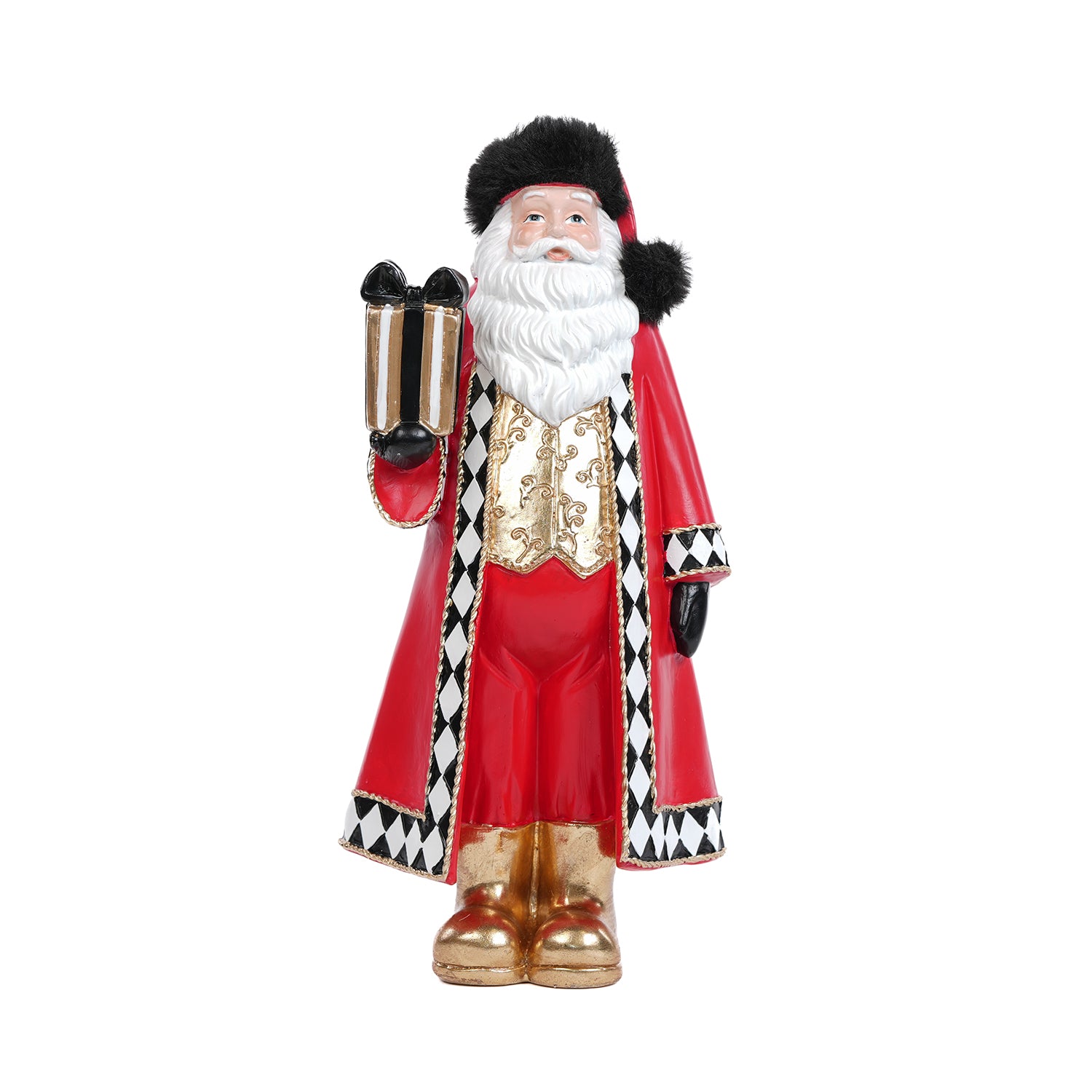 Babbo Natale con vestito a scacchi, 14X12X30CM
