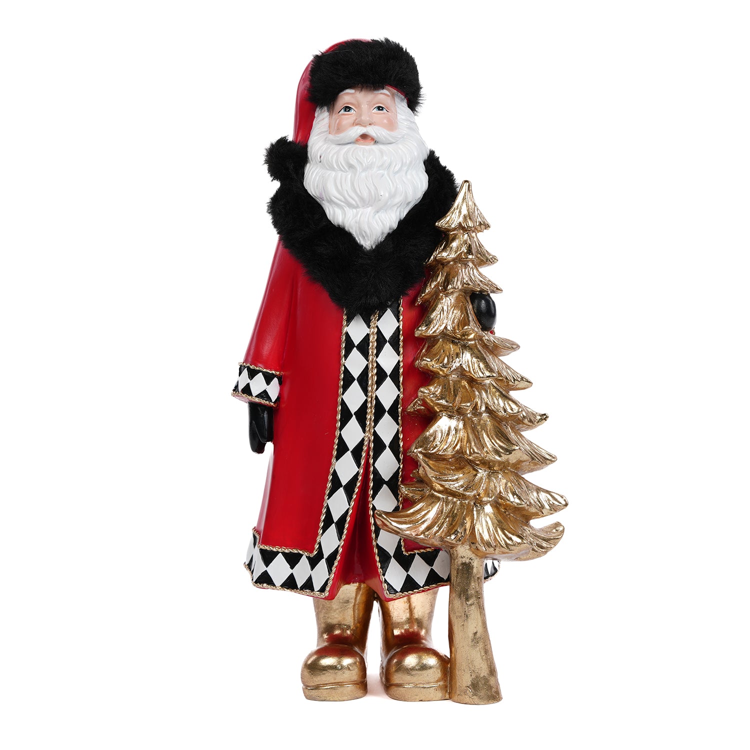 Babbo Natale con vestito a scacchi, 19X14X36CM