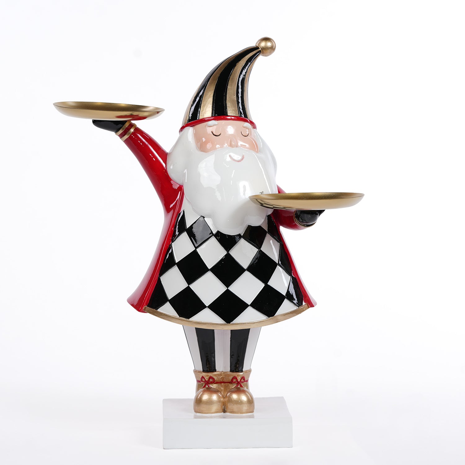 Babbo Natale con vestito a scacchi con vassoi, 27X23X36CM