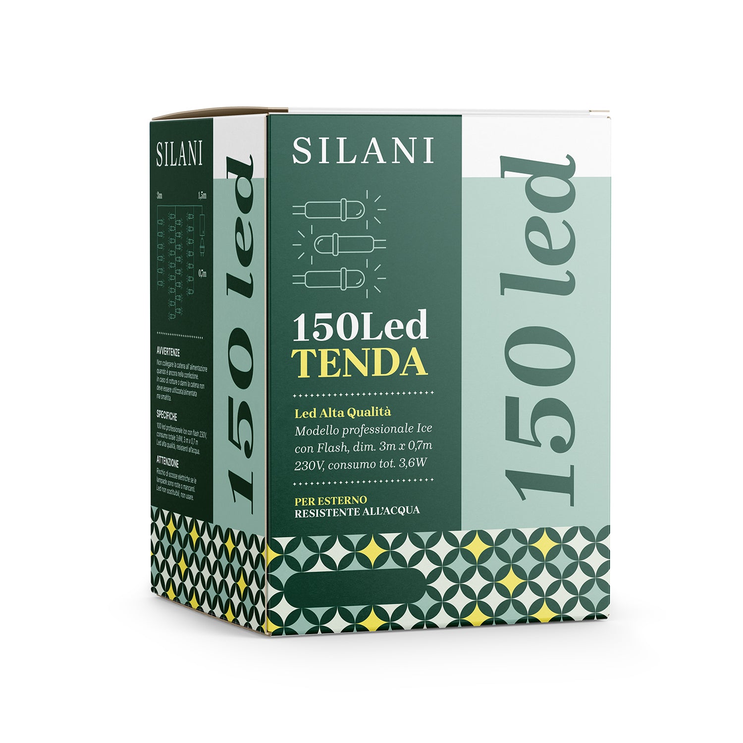 Tenda luminosa bianco freddo 150 LED 5 X H 1 m con flash